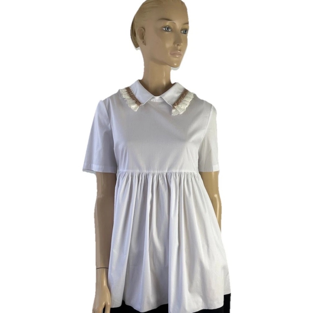 NWT L’aure Chose empire waist collared short sleeve dress size 44 Italy